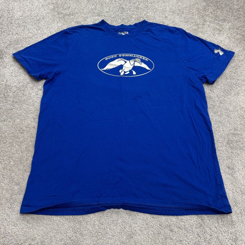 Under Armour Loose Fit HeatGear Graphic T-Shirt Men XL Blue Cotton Crew Neck Tee